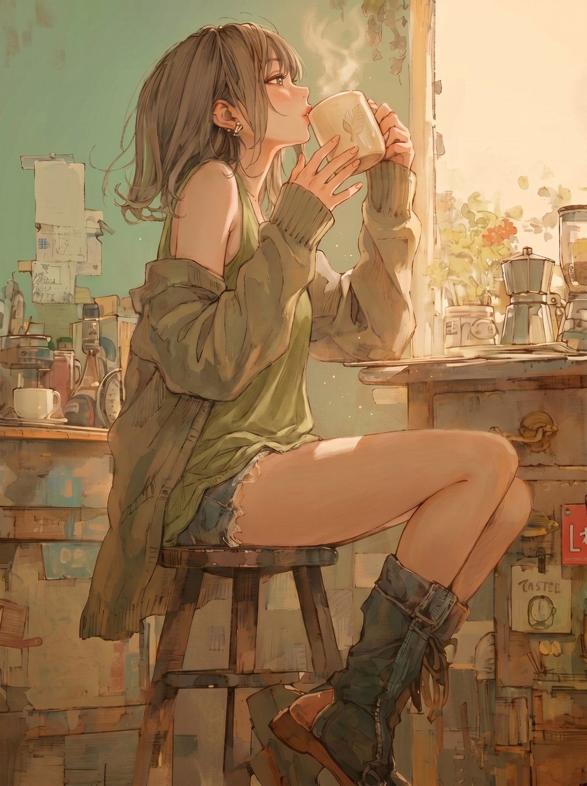 Nanobanana prompt example — Scene and Action: a Young Woman