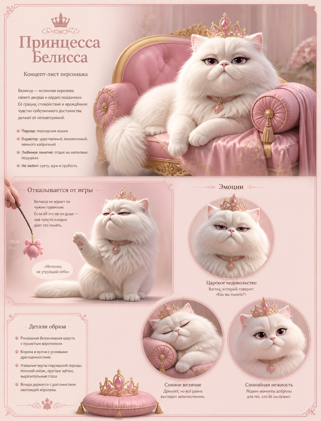 GPT Image prompt example — Королевский концепт-лист персонажа