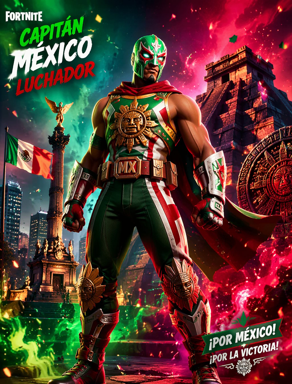 GPT Image prompt example — Mexico Fortnite LuchadorКапитан Мексики