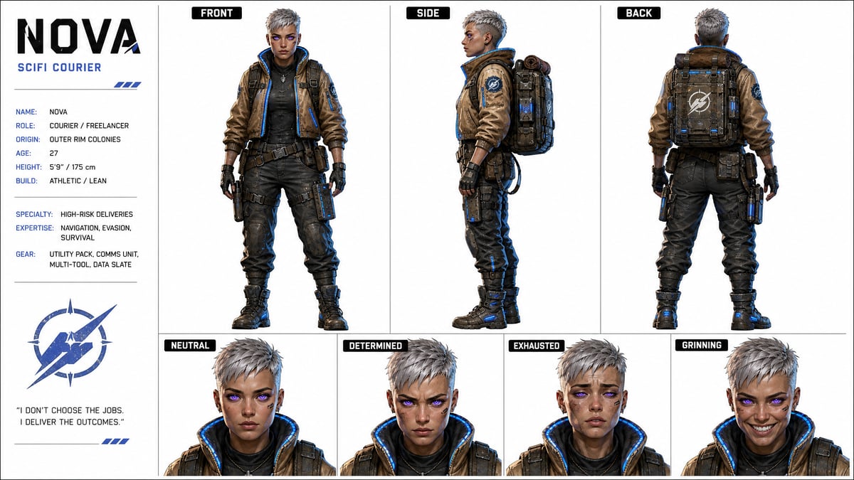 GPT Image prompt example — Professional Character Reference Sheet
