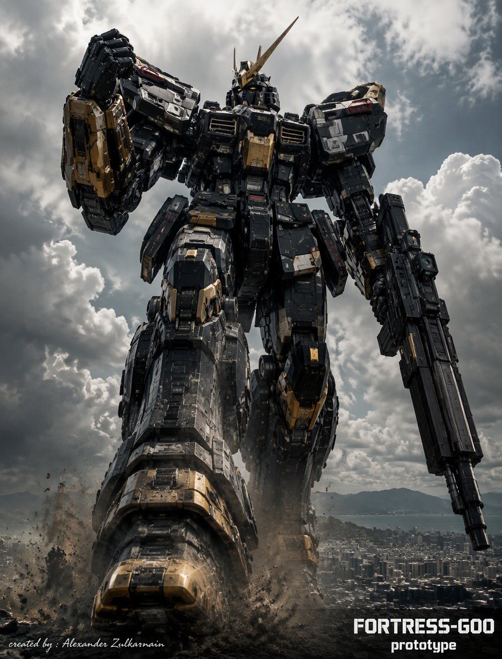 GPT Image prompt example — Colossal Bipedal Mecha Robot Walking
