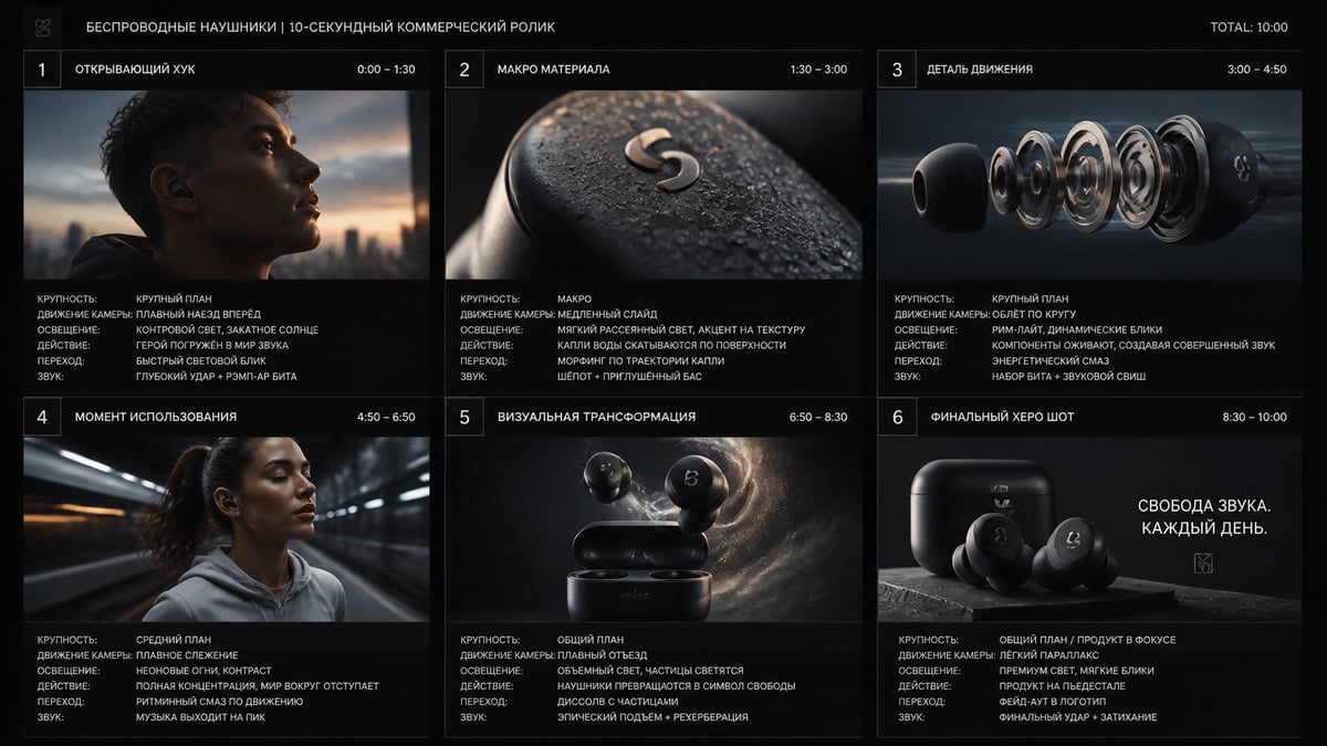 GPT Image prompt example — 10-Second Cinematic Product Commercial