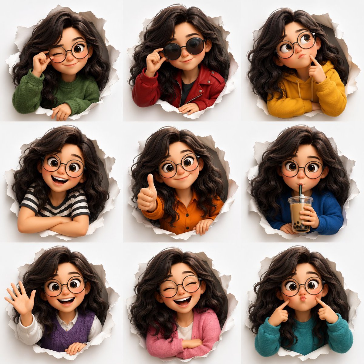 GPT Image prompt example — 3D Pixar-Style Expression Sheet