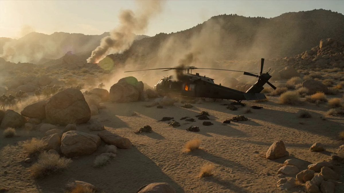 Seedance prompt example — Title Black HAWK DOWN Format 15 Seconds