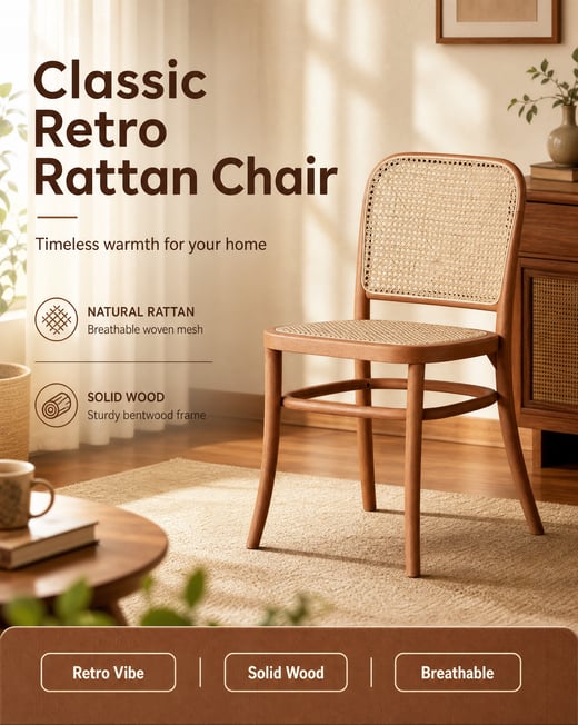 Solid Wood Rattan Folding Chair
