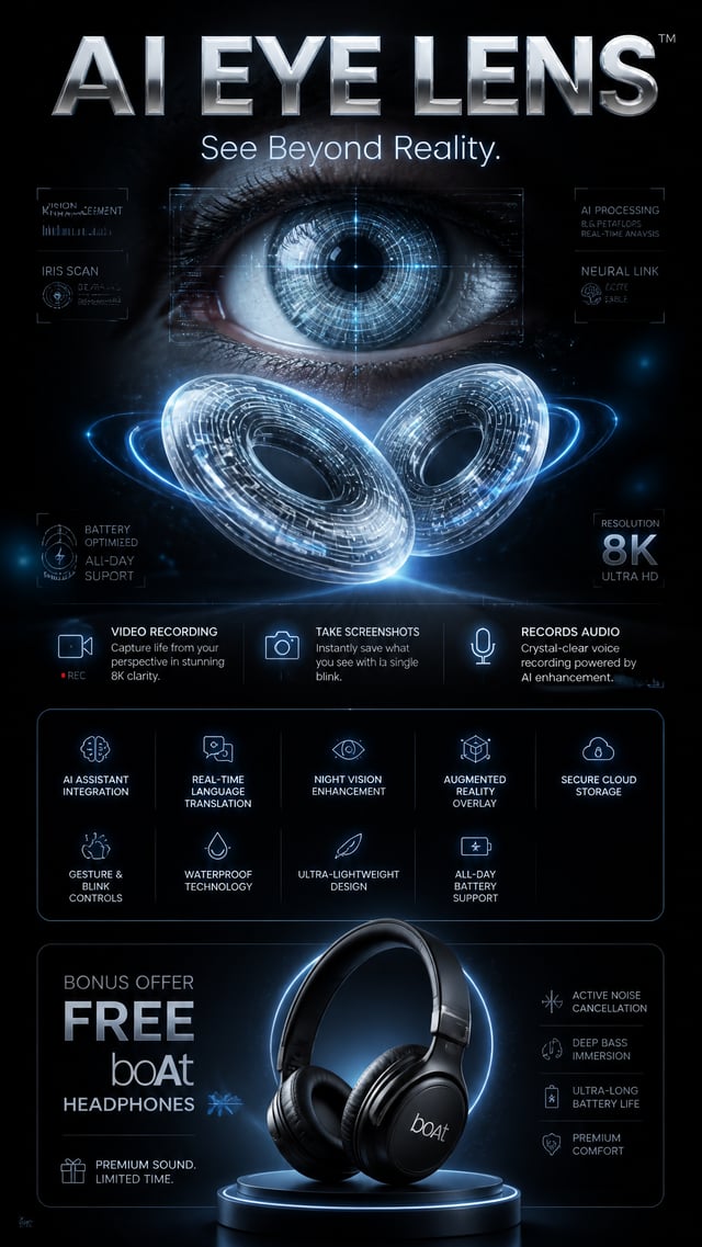 Ultra-Premium AI Eye Lens Advertisement PromptPrompt:Create an ultra-high-end commercial advertiseme