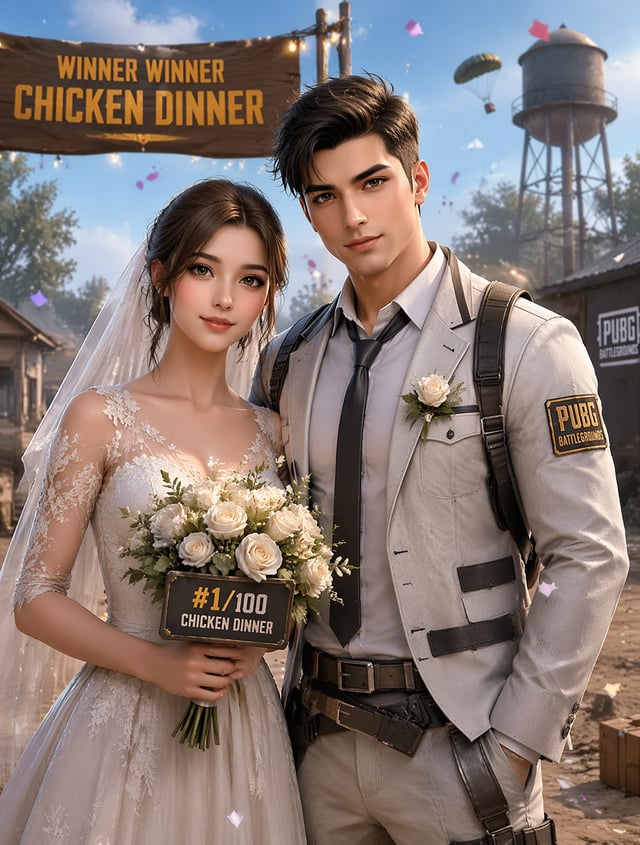 PUBH SARA CHARACTER AND VECTOR CHARACTOR MARRIAGE PHOTO GENERATE PUBG STYLE FACE REAVEL NEED HAPPY F