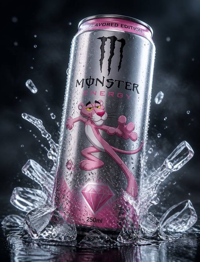 A hyper-realistic 250ml sleek aluminum flavored edition can in high resolution, with a 3D animated [