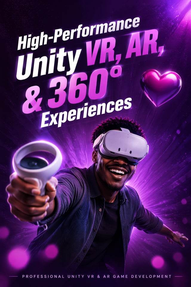 Subject: A young Black man with a joyful, enthusiastic expression, wearing a white VR (Virtual Reali