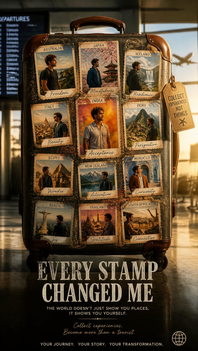 A premium 9:16 travel advertising poster.Main Subject: