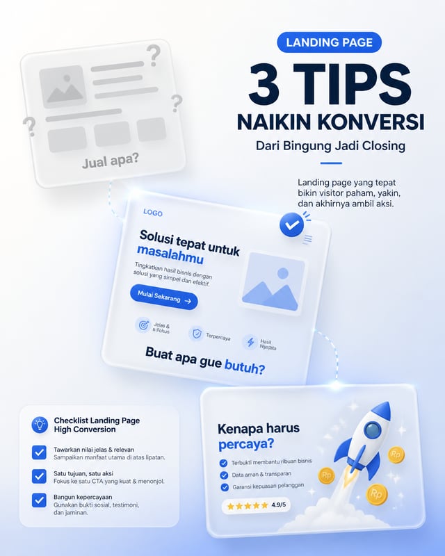 Create a vertical 4:5 (1080x1350) mixed-style visual for a social media post about landing page conv