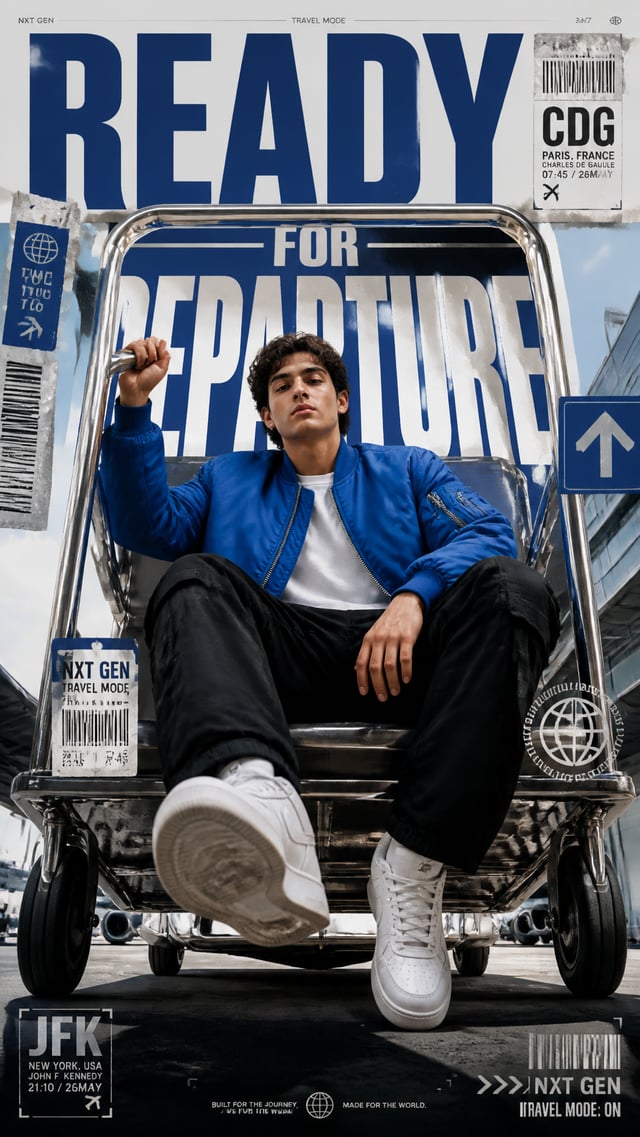 A premium 9:16 streetwear editorial advertising poster.Main Subject: