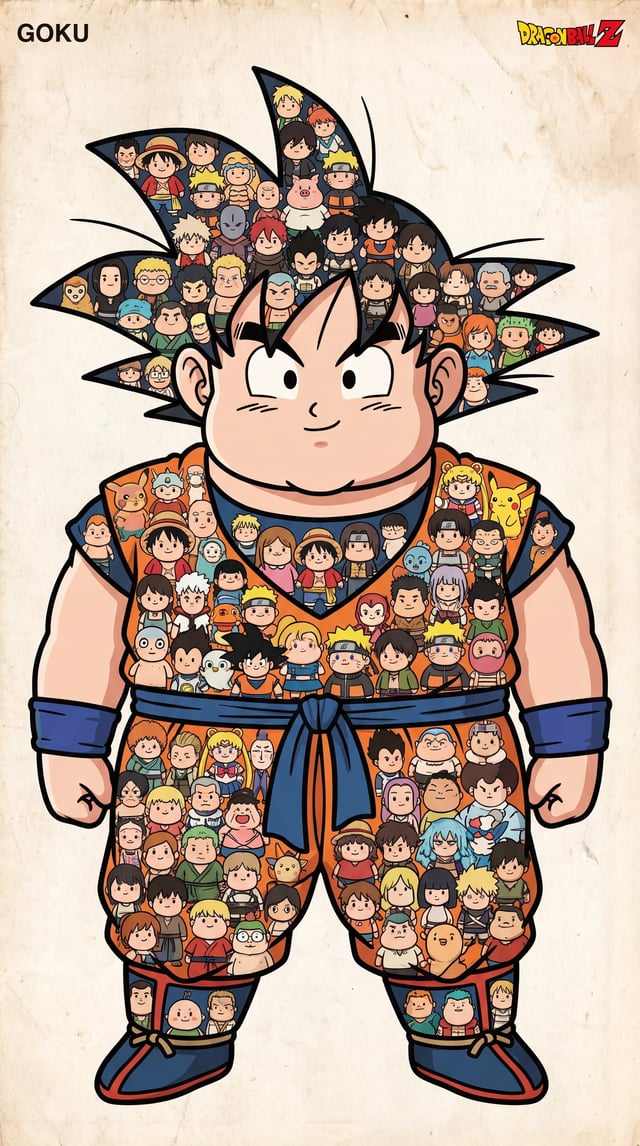 use simple chubby figures in the whole frame of the poster of a single most favorite anime character