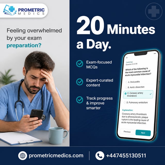 A split-design social media post. Left half: light gray background with a stressed doctor in scrubs 