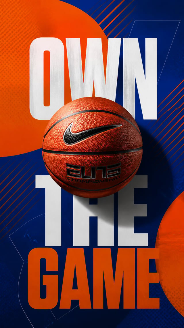 A premium 9:16 sports-fashion advertising poster.Main Subject:A single professional basketball posit