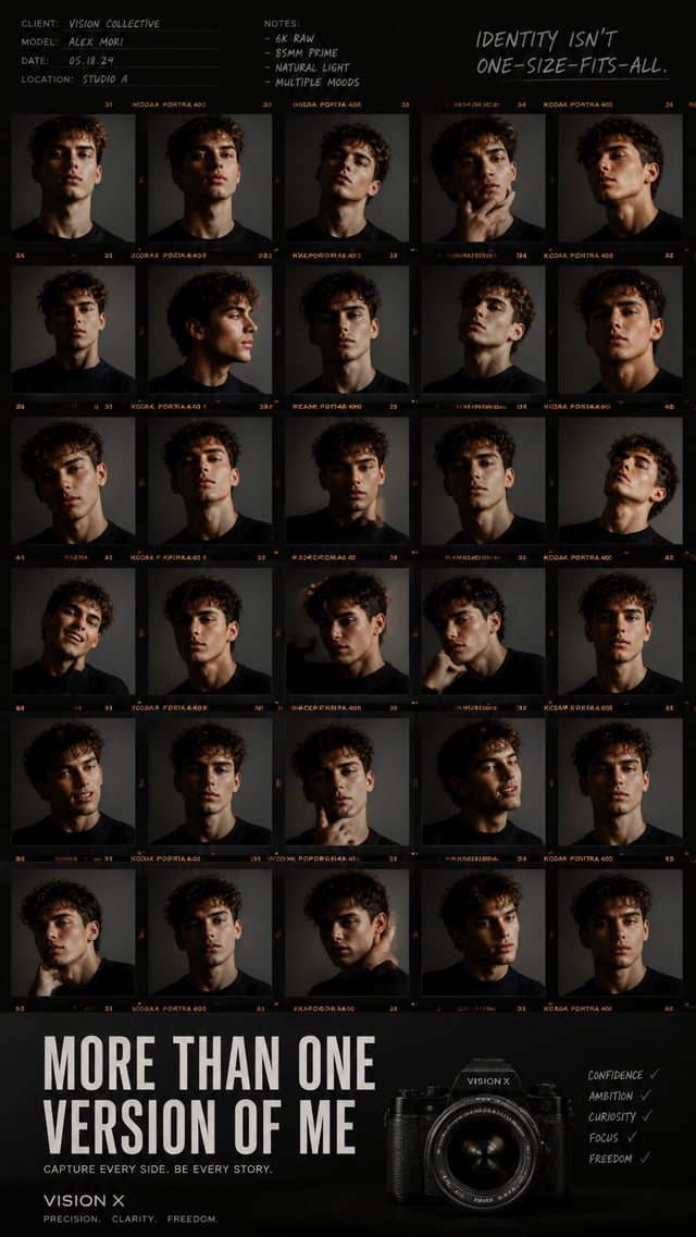 A premium 9:16 camera advertising poster.Main Subject: