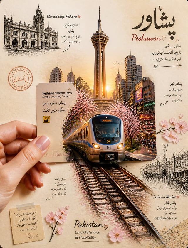 A highly aesthetic travel-journal collage of Pakistan, designed in a modern Pinterest-worthy scrapbo