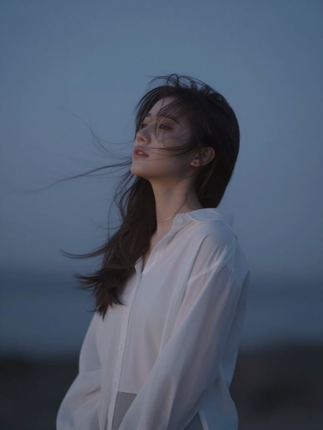 Character reacting deeply to surroundings—wind, music, silence. Emotional aura visible like soft wav