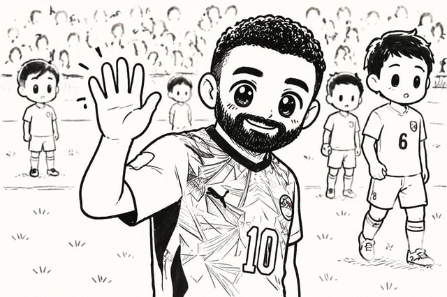 Convert the uploaded photo into a cute black-and-white hand-drawn doodle illustration in the exact s