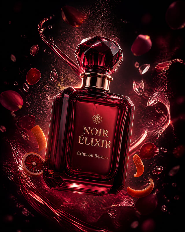 {  "master_prompt": {    "product": {      "type": "luxury perfume bottle",      "brand_name": "NOIR