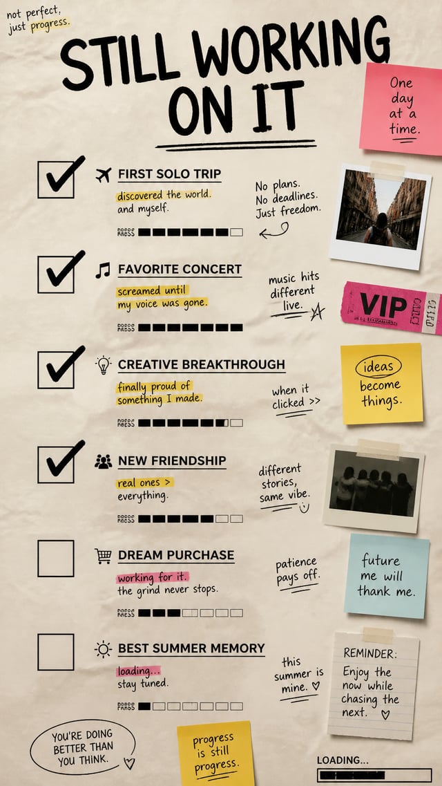 A premium 9:16 youth-culture editorial poster.Main Subject:A giant realistic checklist occupying the