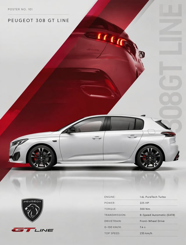 use the new peugot logo not the ancient one and change the GTline text make it more modern and beaut