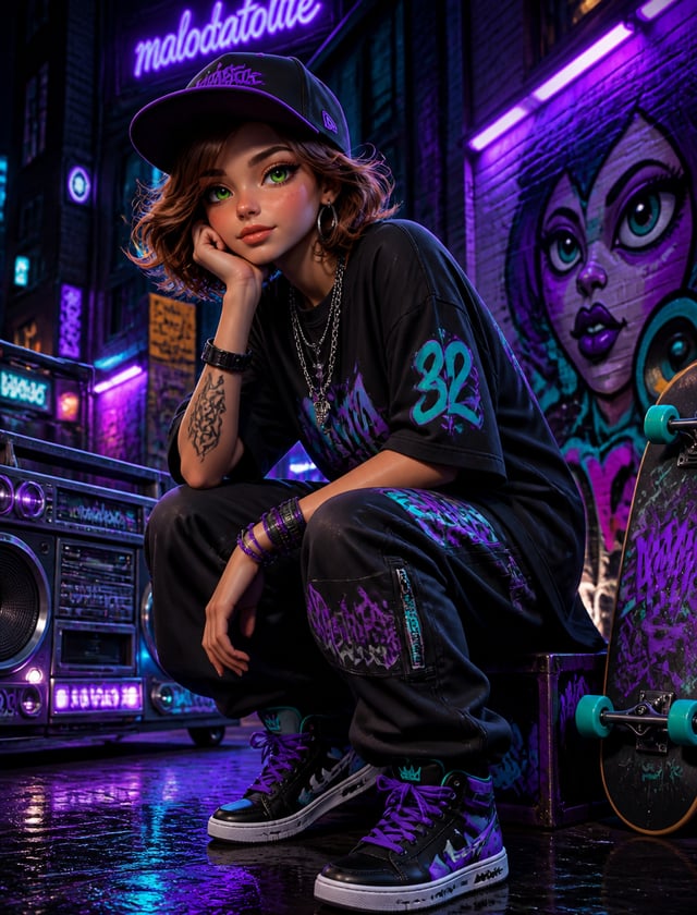 Prompt:Ultra-detailed 3D animated illustration urban Hip Hop style, 8K Cinematographic Quality. A yo