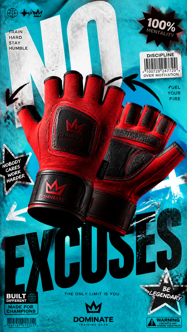 A premium 9:16 fitness accessories advertising poster.Central Subject:A single pair of bright-red tr