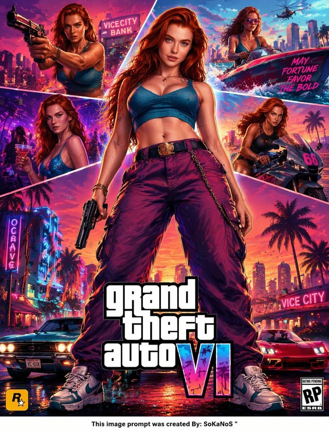 Convert this image into a 3:4 official GTA VI-style game poster for the character standing full-body
