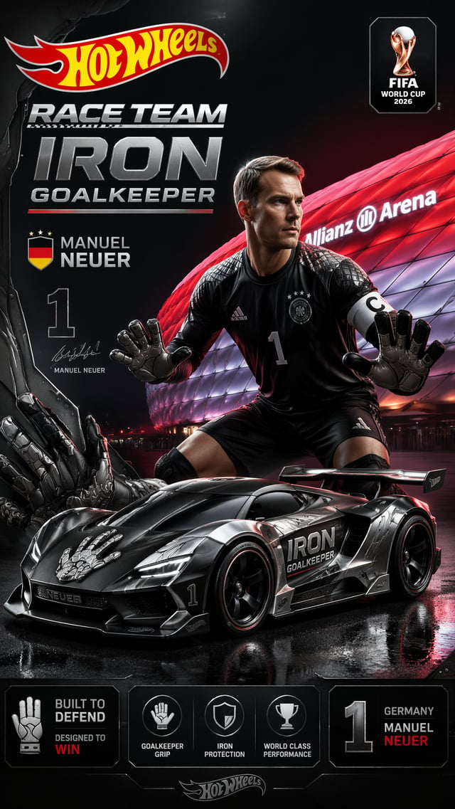 Germany — Manuel Neuer — HW Race Team Iron Goalkeeper “9:16 vertical poster of Hot Wheels Race Team 