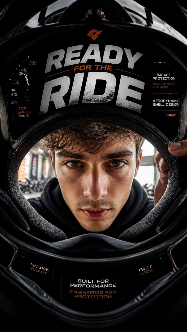 A premium 9:16 sports-lifestyle advertising poster.Main Subject:A young male model looking directly 