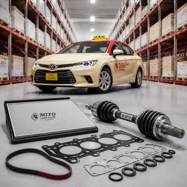 A high-end commercial product assembly featuring an array of MITO automotive components, like the ca