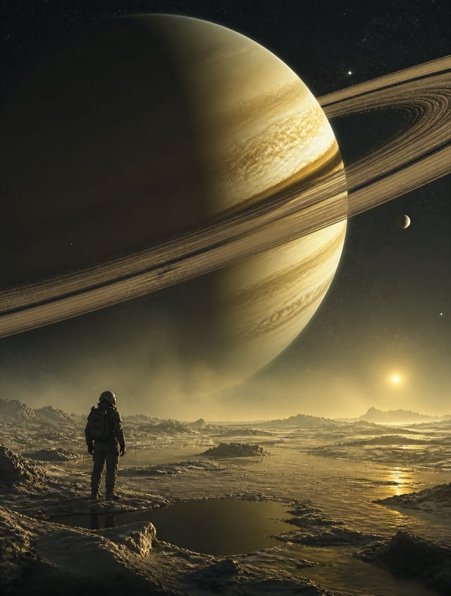 --style cinematic-photo \    --theme "Standing on the icy methane-frosted surface of Saturn's moon T