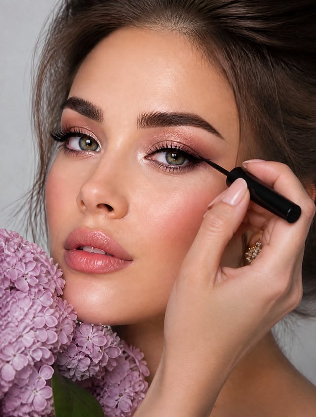 professional studio shooting for the cover of a fashion magazine, a girl with her eyes open, the mas
