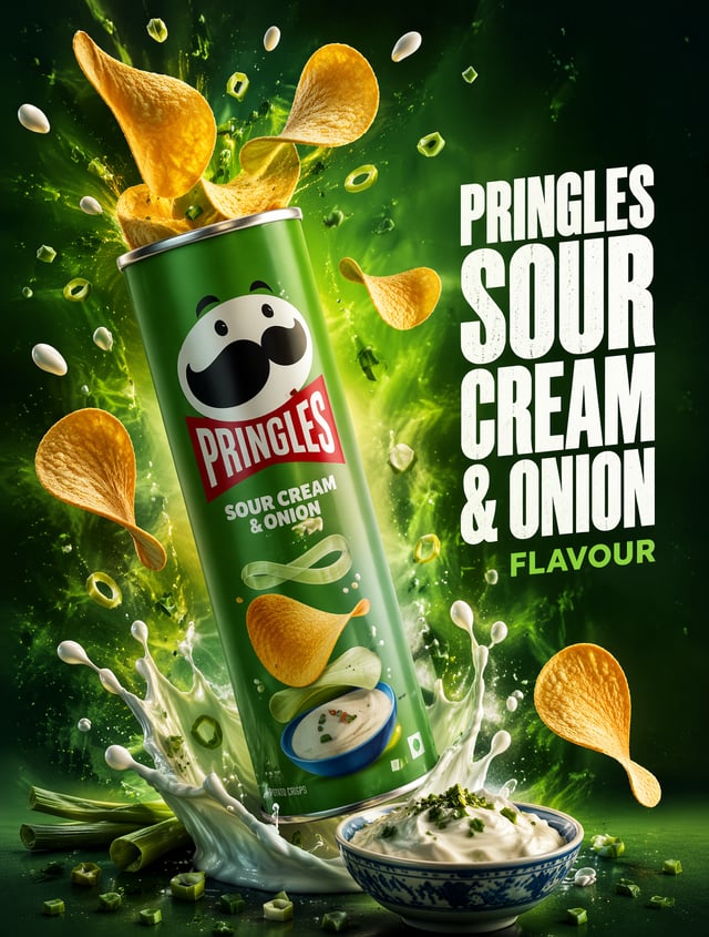 Ultra-premium Pringles commercial advertising poster, luxury snack food campaign, award-winning Beha