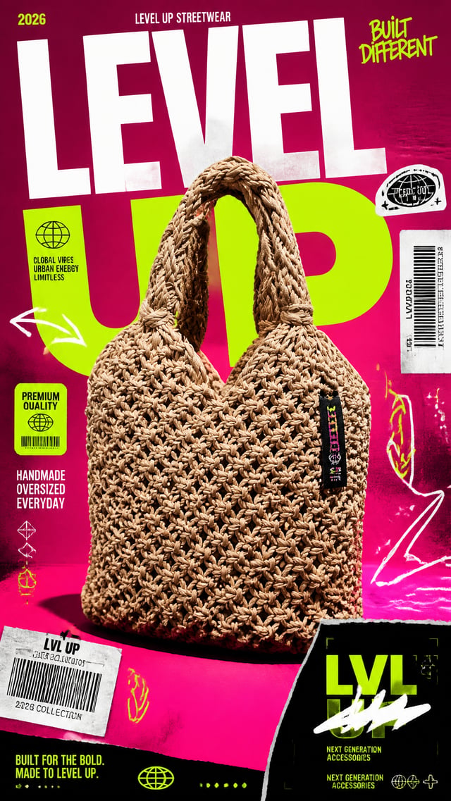 A premium 9:16 streetwear accessories advertising poster.Central Subject: