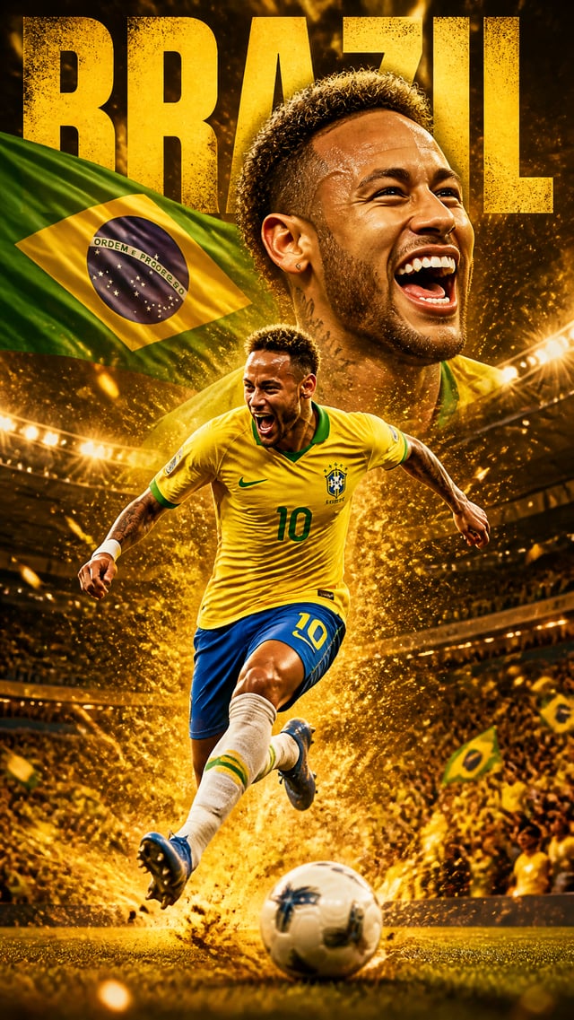 Character SetupCharacter 1: (Reference Image @Image 1); wearing Brazil national team No.10 home jers