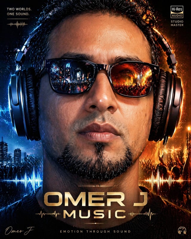 A premium 9:16 headphones advertising poster.Main Subject:A young male model in an extreme close-up 