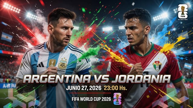 ULTRA-REALISTIC FIFA WORLD CUP 2026 MATCH POSTER, Leo Messi VS Musa Al-Taamari, epic international f