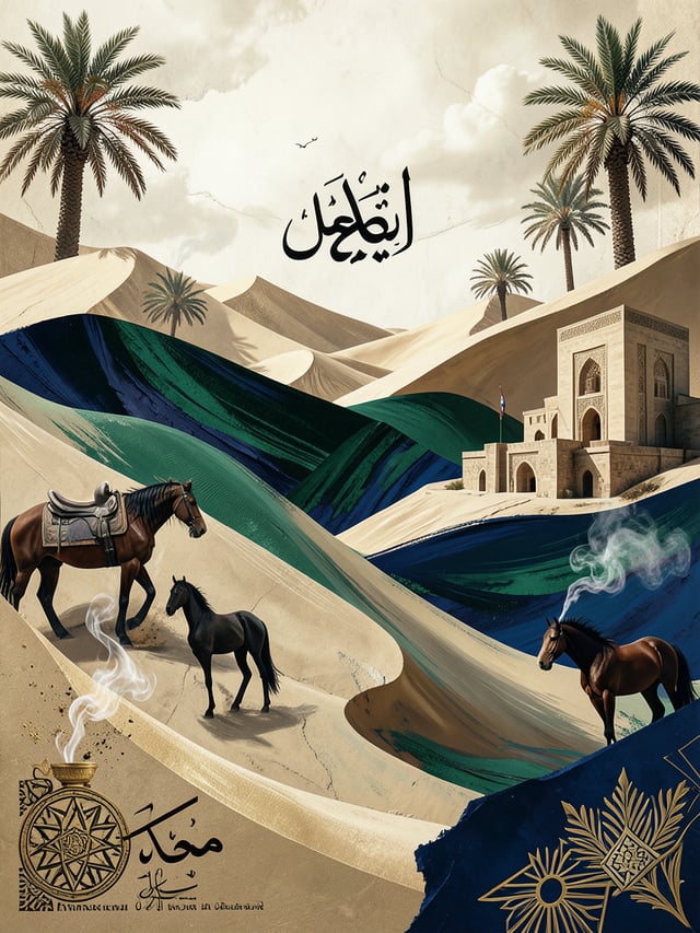 algeria abstract illustration, contemporary algeria art, abstract interpretation of algeria culture 