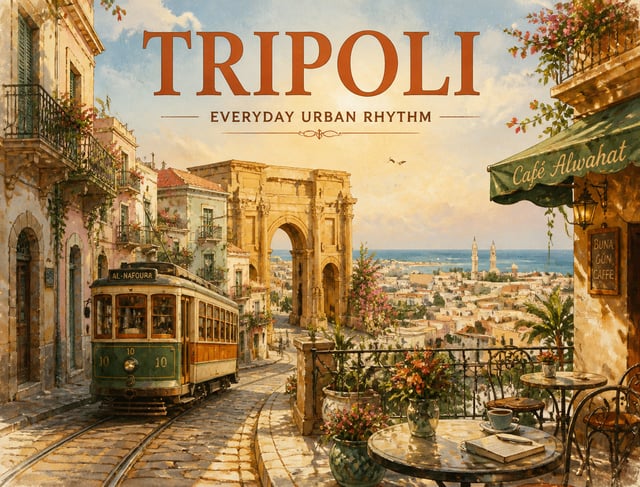 Dreamy vintage travel poster illustration of [CITY NAME], featuring the iconic [ICONIC TRANSPORT OR 