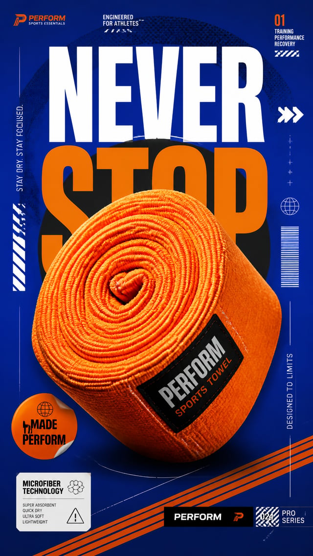 A premium 9:16 sports-fashion advertising poster.Central Subject: