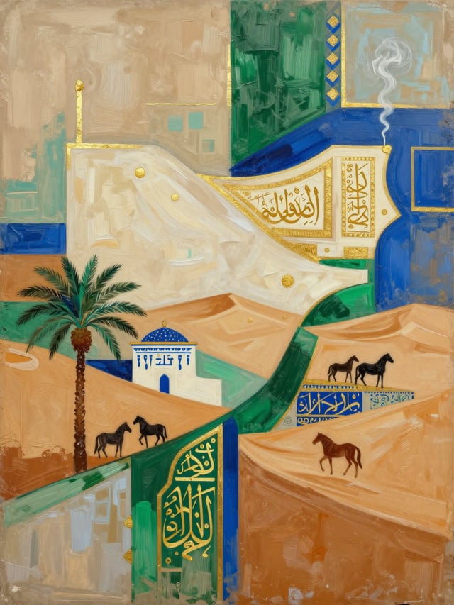 algeria abstract illustration, contemporary algeria art, abstract interpretation of algeria culture 
