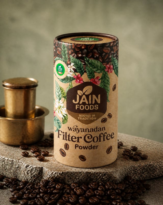 A highly distinctive and premium commercial packaging concept for a luxury organic coffee brand, des
