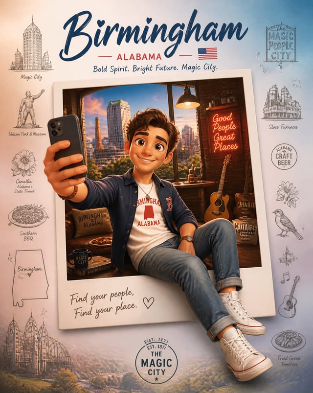 Create a premium collectible travel poster in a cute stylized 3D cartoon/Pixar-inspired aesthetic.Th