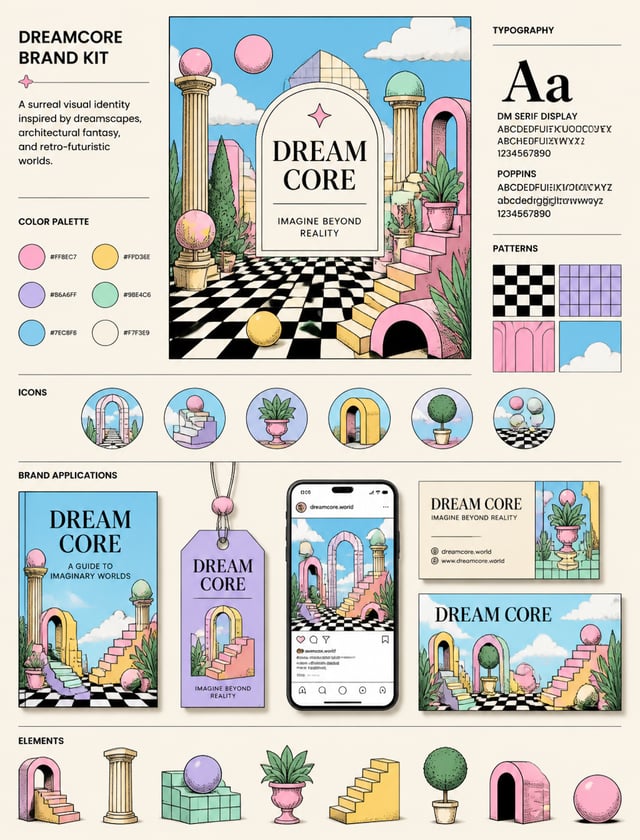 🎨✨ Built this complete Dreamcore Brand Kit using ChatGPT Image 2.A visual identity inspired by surr