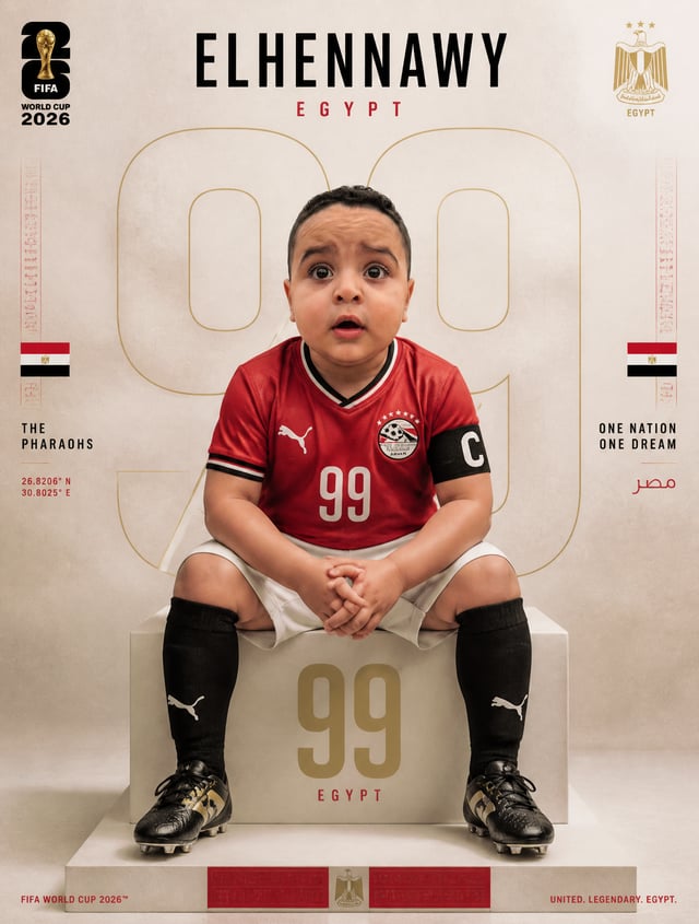 Create a premium FIFA World Cup 2026-inspired sports editorial poster using the uploaded face as the