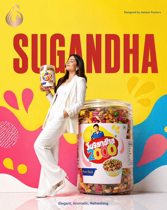 the women standing should not hold the kfc product, she should hold the sugandha product only. and c