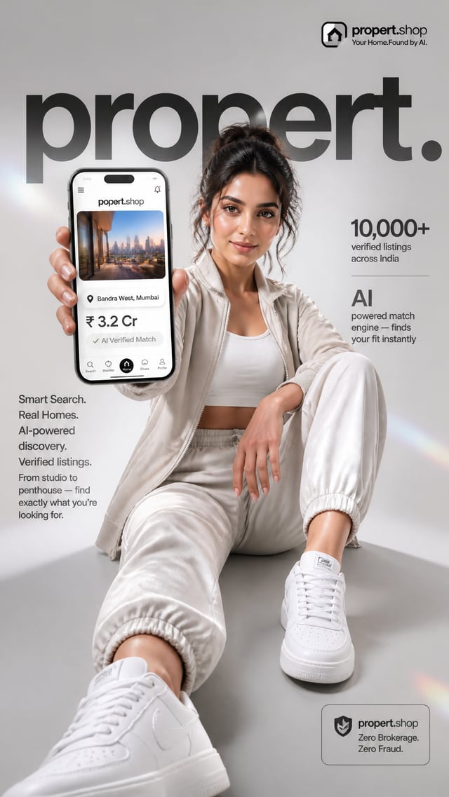 Create a high-impact 9:16 vertical premium e-commerce promotional poster for propert.shop with a lux