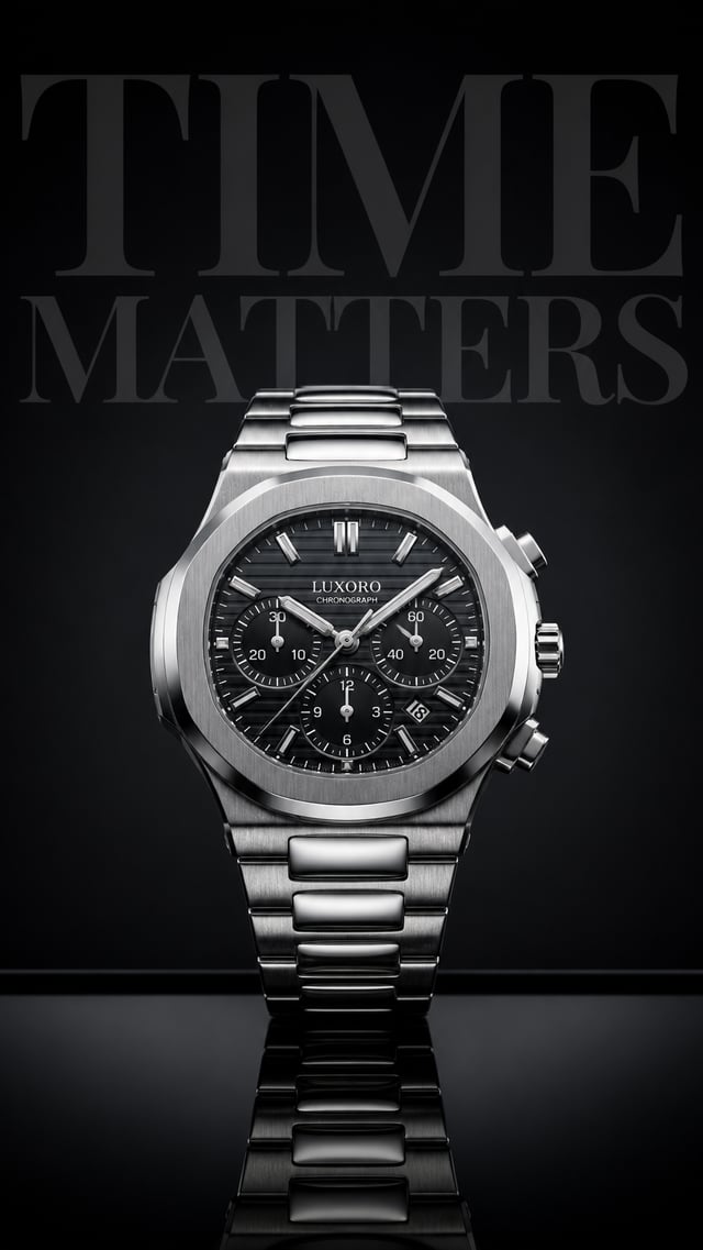A premium luxury watch advertising visual designed for high-end fashion and lifestyle campaigns.Cent